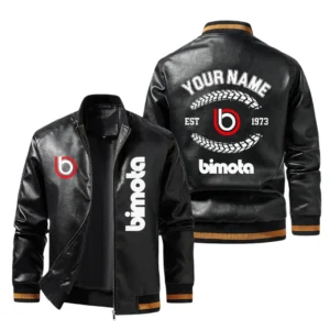 Vintage Bimota Exclusive Logo Jacket Est 1973, Classic Ribbed Collar and Striped Cuffs, Custom Name HIDI220225Y12LJ93BIM