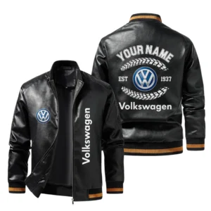 Vintage Volkswagen Exclusive Logo Jacket Est 1937, Classic Ribbed Collar and Striped Cuffs, Custom Name HIDI260225Y12LJ93VOL