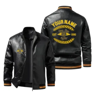 Vintage Boss Hoss Cycles Exclusive Logo Jacket Est 1990, Classic Ribbed Collar and Striped Cuffs, Custom Name HIDI270225Y12LJ93BHC