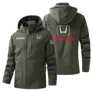 Honda Windbreaker Jacket Hooded, Warm Lining Waterproof Outdoor Running Jacket For Men, Custom Name HIHI250225Y17WO88HON