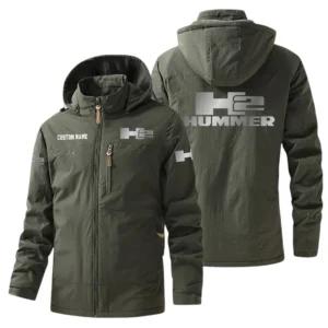 Hummer H2 Windbreaker Jacket Hooded, Warm Lining Waterproof Outdoor Running Jacket For Men, Custom Name HIHI260225Y17WO88H2H