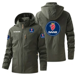Saab Windbreaker Jacket Hooded, Warm Lining Waterproof Outdoor Running Jacket For Men, Custom Name HIHI260225Y17WO88SAA