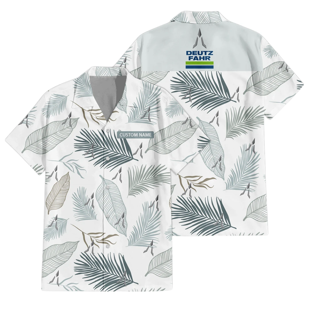 Deutz Exclusive Logo Button Up Hawaiian Shirt Tropical Leaves Seamless Pattern All-over Print, Custom Name HIHI170125Y7HWLS1DEU