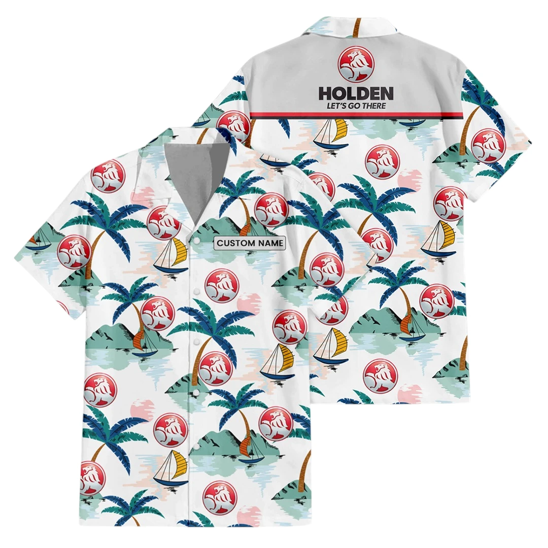 Holden Exclusive Logo Button Up Hawaiian Shirt Tropical Landscape Pattern All-over Print, Custom Name HIDI200225Y7HWLS2HOL