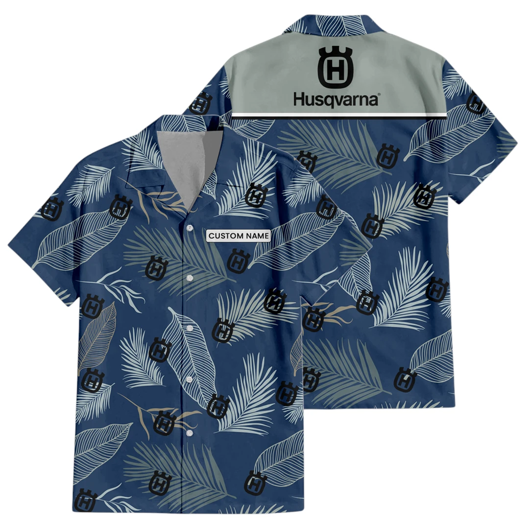 Husqvarna Button Up Hawaiian Shirt, Tropical Leaf All-over Print Shirt , Custom Name HIHI170225Y7HWLS1HUA