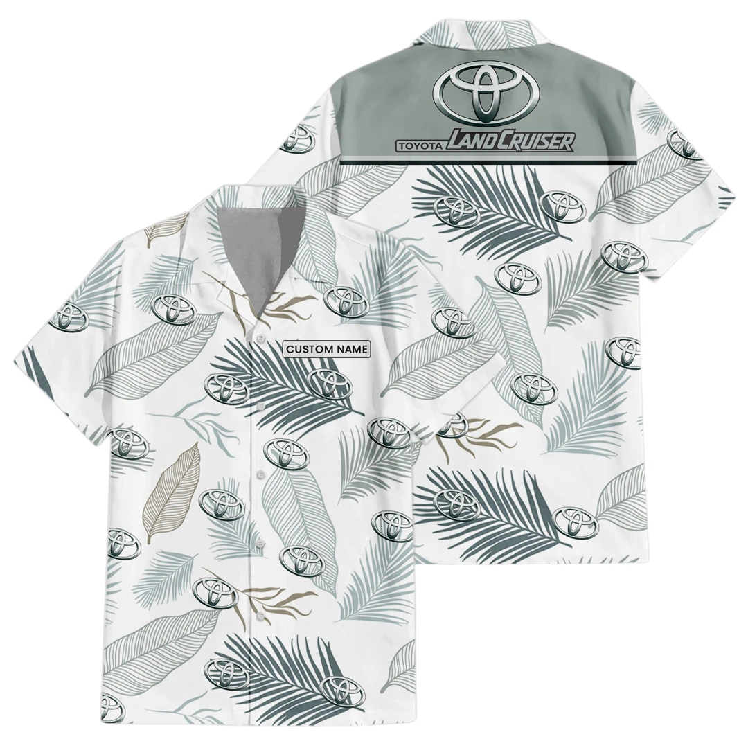 Land Cruiser Exclusive Logo Button Up Hawaiian Shirt Tropical Leaves Seamless Pattern All-over Print, Custom Name HIHI190225Y7HWLS1TLC