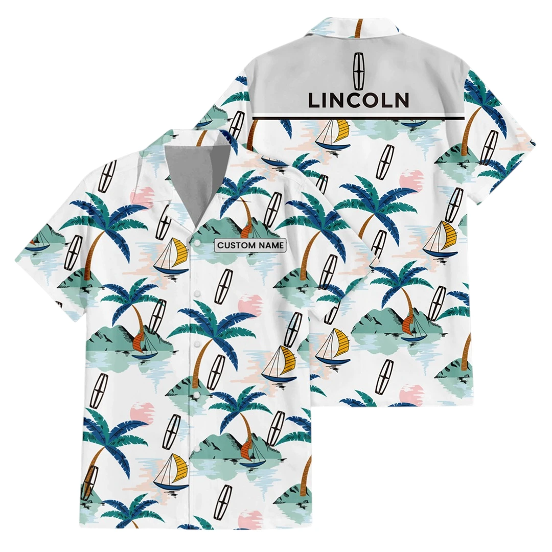 Lincoln Motor Exclusive Logo Button Up Hawaiian Shirt Tropical Landscape Pattern All-over Print, Custom Name HIDI200225Y7HWLS2LIN
