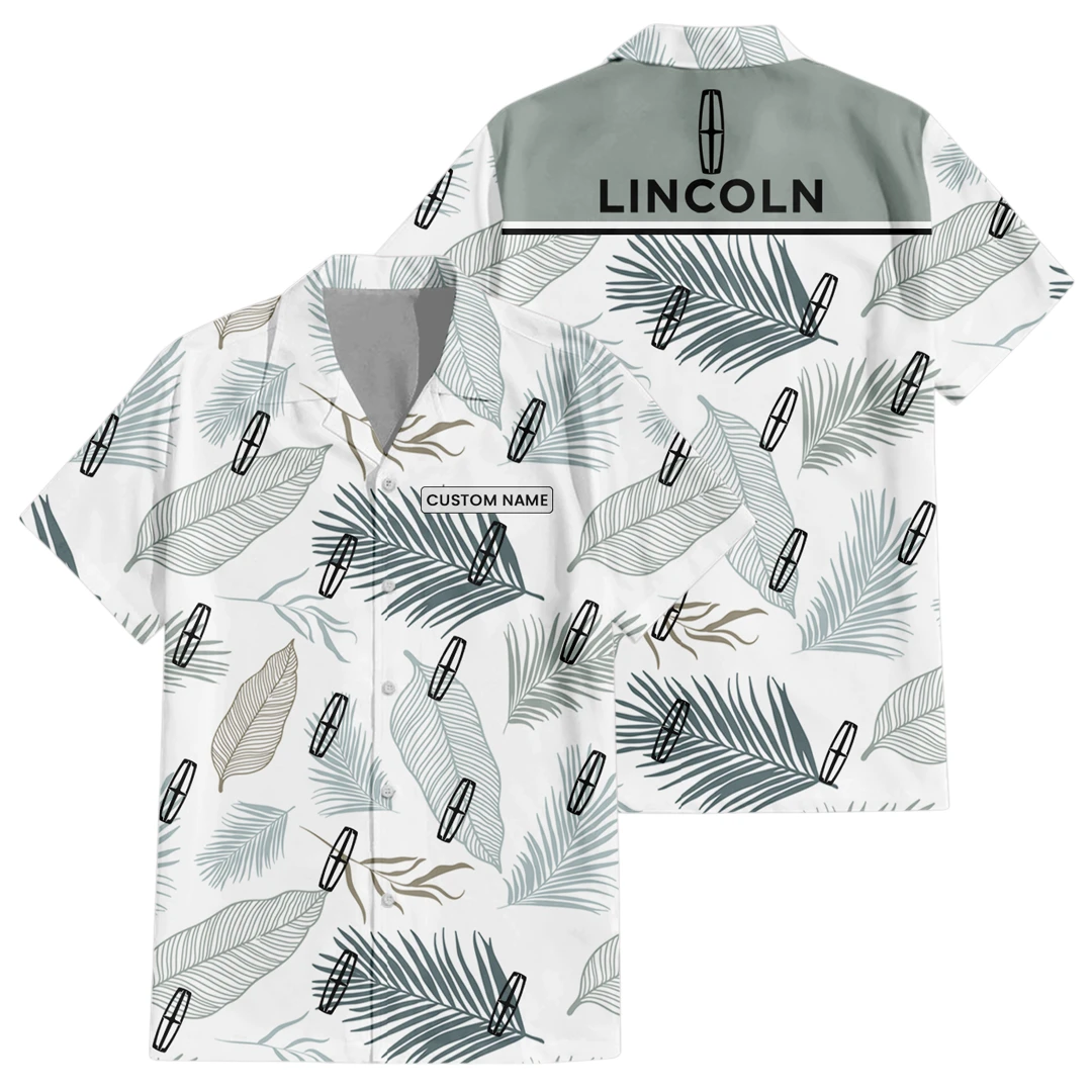 Lincoln Motor Exclusive Logo Button Up Hawaiian Shirt Tropical Leaves Seamless Pattern All-over Print, Custom Name HIHI180225Y7HWLS1LIN