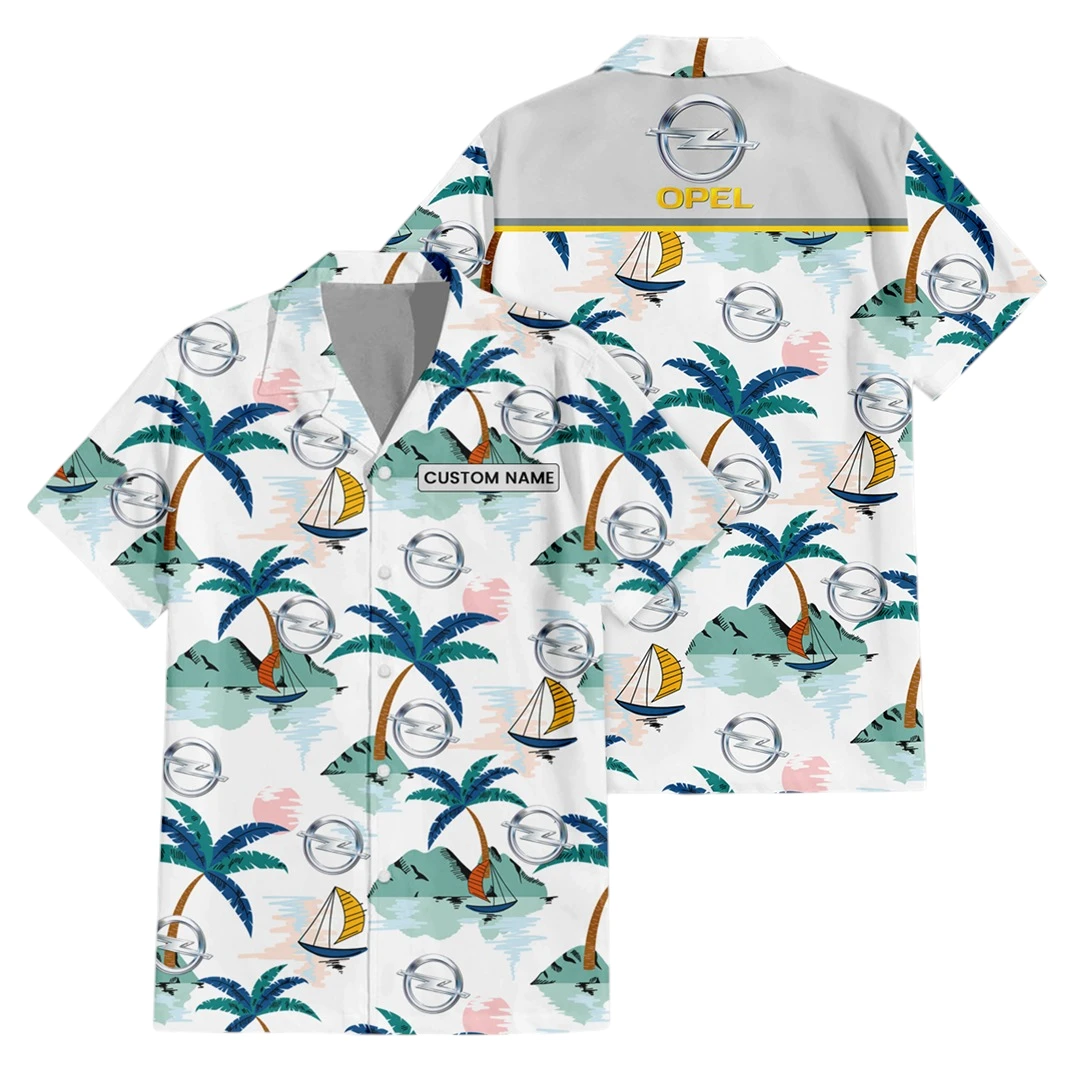 Opel Exclusive Logo Button Up Hawaiian Shirt Tropical Landscape Pattern All-over Print, Custom Name HIDI210225Y7HWLS2OPE