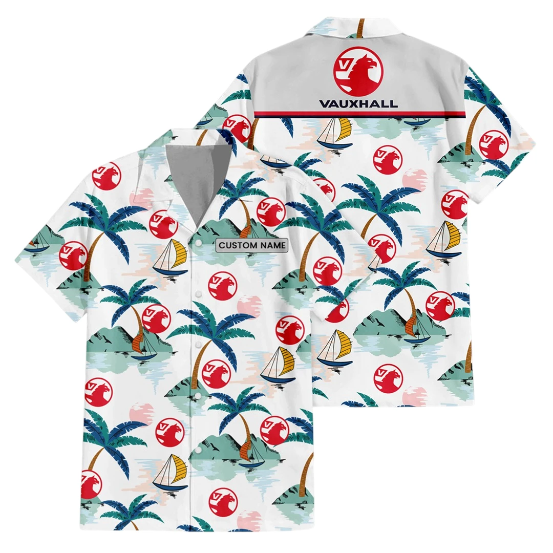 Vauxhall Astra Exclusive Logo Button Up Hawaiian Shirt Tropical Landscape Pattern All-over Print, Custom Name HIDI210225Y7HWLS2VLL