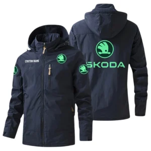 Skoda Windbreaker Jacket Hooded, Warm Lining Waterproof Outdoor Running Jacket For Men Custom Name HIHI260225Y17WO88SKO