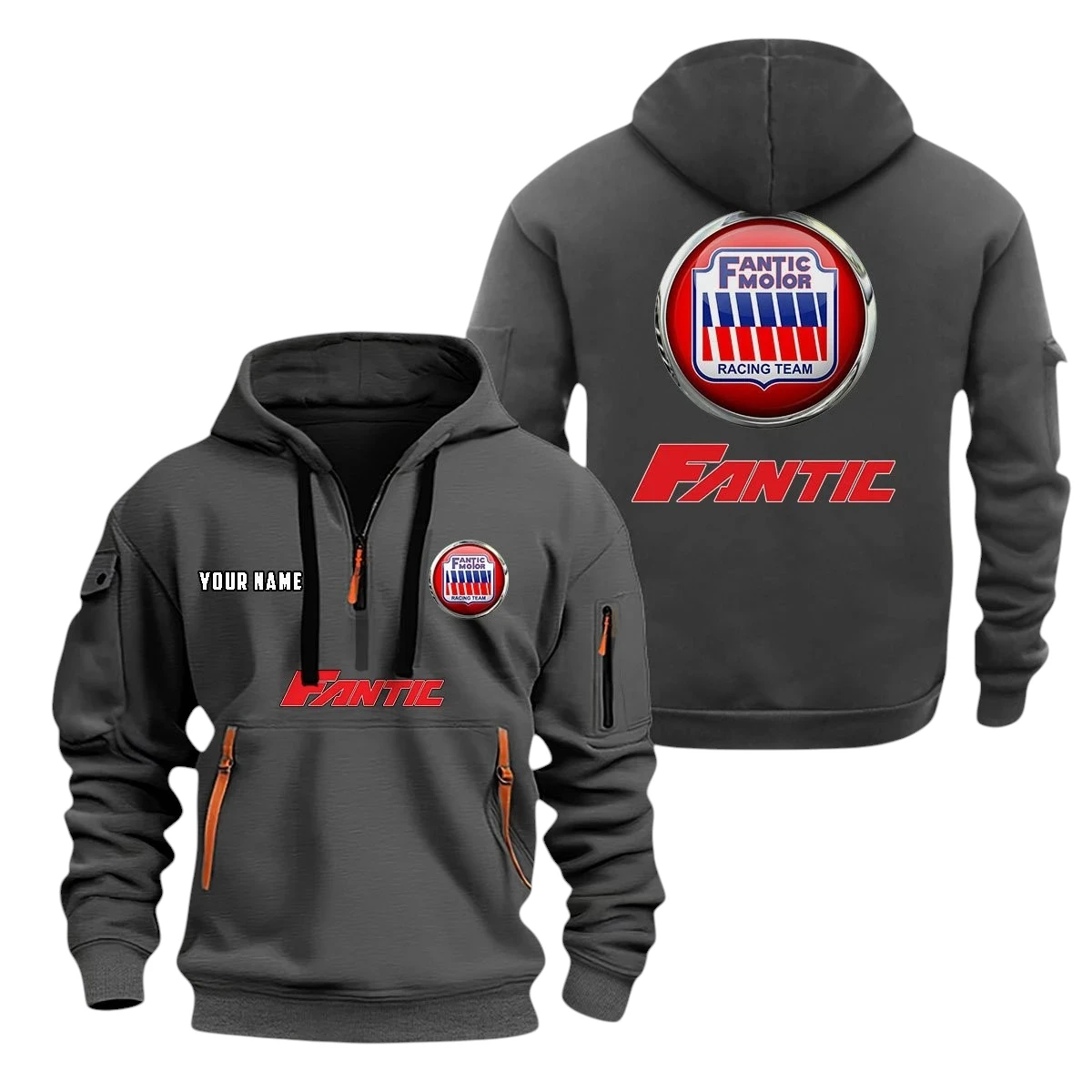 Fantic Motorcycles Half Zip Hoodie, Sports Hooded Multi-Pocket, Custom Name TN060325Y25QZ2HCT1FAM Fantic Motorcycles Half Zip Hoodie, Sports Hooded Multi-Pocket, Custom Name TN060325Y25QZ2HCT1FAM