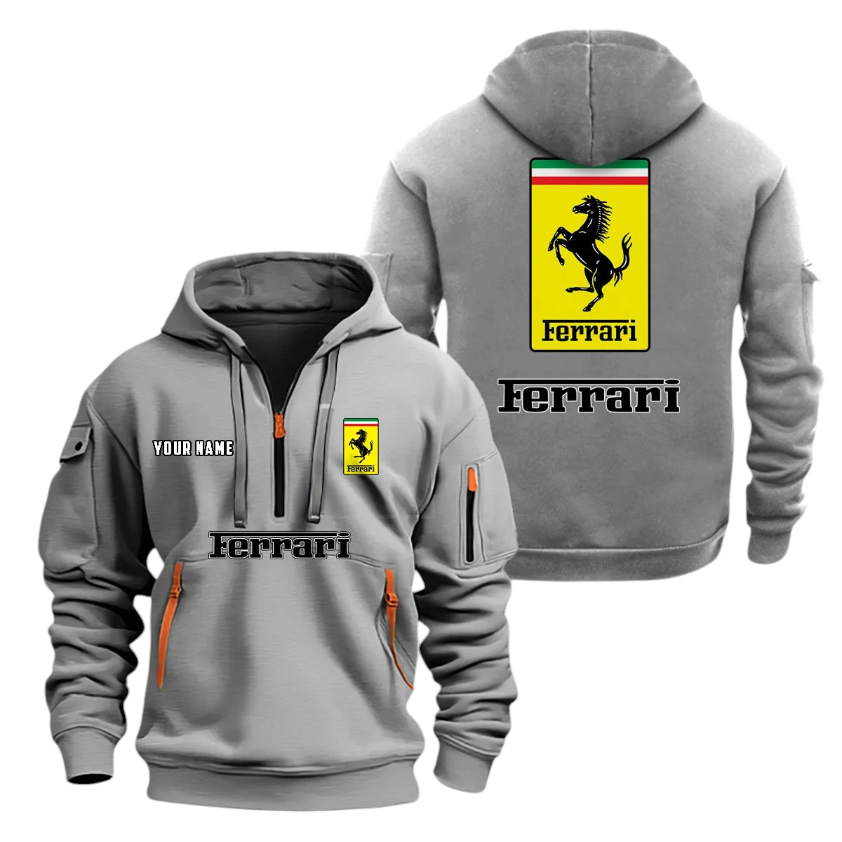 Ferrari Half Zip Hoodie, Sports Hooded Multi-Pockets, Custom Name TN060325Y25QZ2HCT1FER Ferrari Half Zip Hoodie, Sports Hooded Multi-Pockets, Custom Name TN060325Y25QZ2HCT1FER