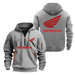 Honda Motorcycle Half Zip Hoodie, Sports Hooded Multi-Pockets, Custom Name TN060325Y25QZ2HCT1HOM