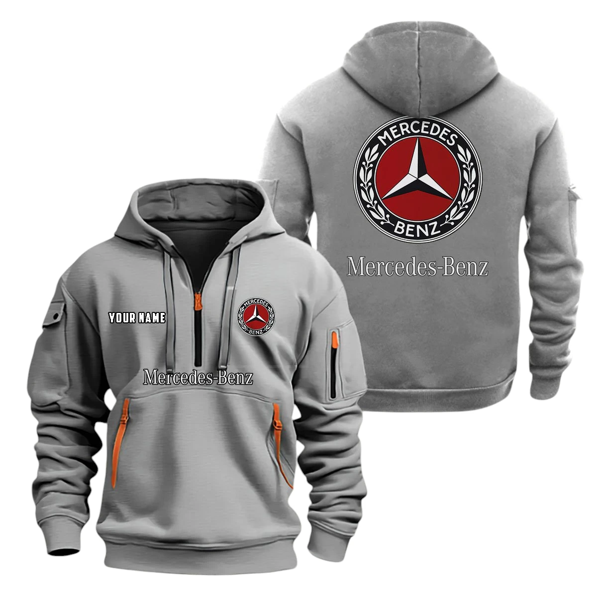 Mercedes-Benz Half Zip Hoodie, Sports Hooded Multi-Pockets, Custom Name TN070325Y25QZ2HCT3MEB Mercedes-Benz Half Zip Hoodie, Sports Hooded Multi-Pockets, Custom Name TN070325Y25QZ2HCT3MEB