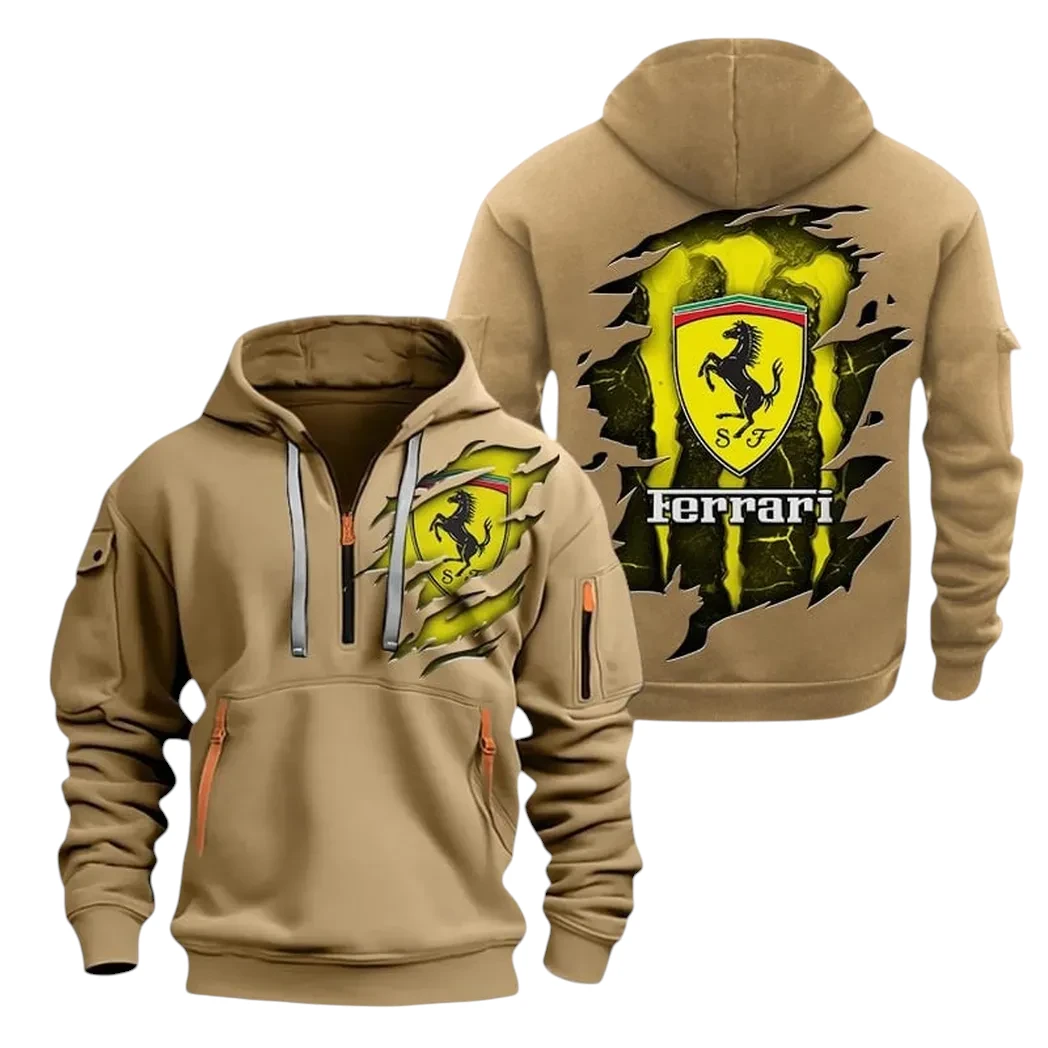 Ferrari Half Zip Hoodie, Sports Hooded Multi-Pocket TN080325Y25QZ2HCT5FER Ferrari Half Zip Hoodie, Sports Hooded Multi-Pocket TN080325Y25QZ2HCT5FER
