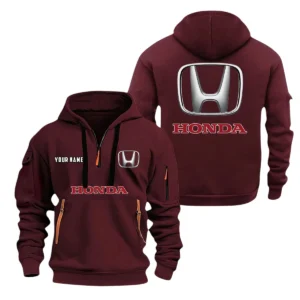 Honda Half Zip Hoodie, Sports Hooded Multi-Pocket, Custom Name TN060325Y25QZ2HCT5HON