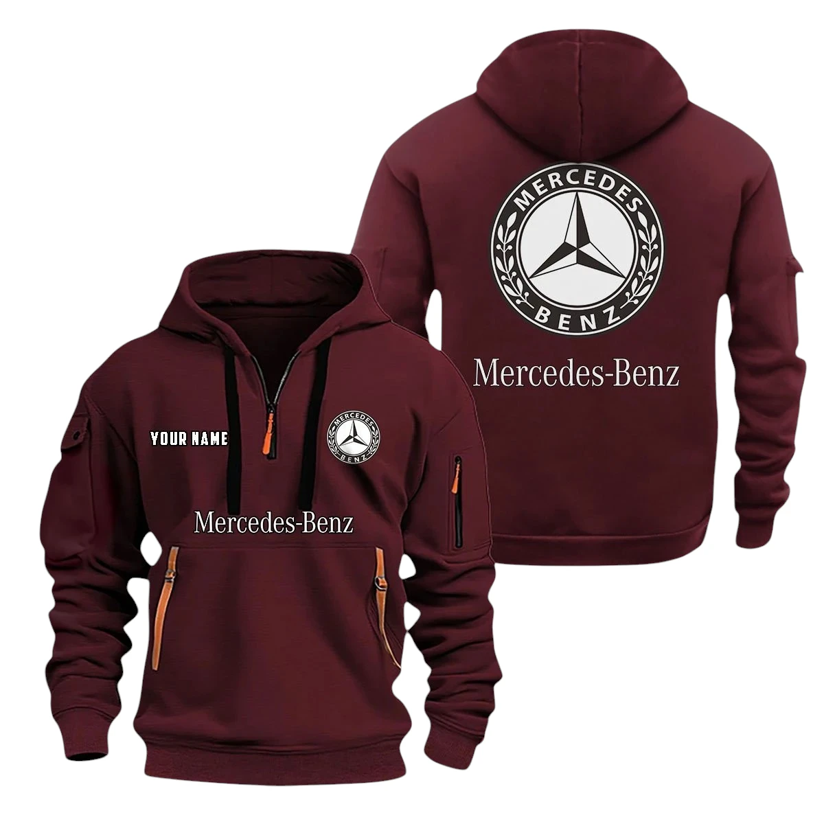 Mercedes-Benz Half Zip Hoodie, Sports Hooded Multi-Pocket, Custom Name TN070325Y25QZ2HCT1MEB Mercedes-Benz Half Zip Hoodie, Sports Hooded Multi-Pocket, Custom Name TN070325Y25QZ2HCT1MEB