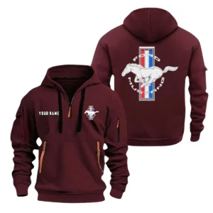 Mustang Half Zip Hoodie, Sports Hooded Multi-Pocket, Custom Name TN090325Y25QZ2HCT8MUS