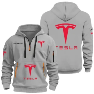 Tesla Half Zip Hoodie, Sports Hooded Multi-Pockets, Custom Name HIDI040325Y25QZ2HTES