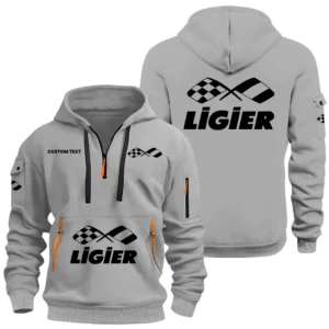 Ligier Automotive Half Zip Hoodie, Sports Hooded Multi-Pockets, Custom Name HIDI060325Y25QZ2HLIA