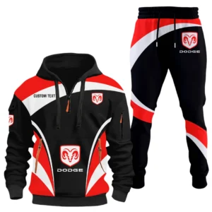 Dodge Half Zip Hoodie x Long Pants Set All-over Print, Custom Name HIDI130325Y26QZ3HDOD