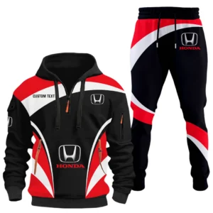 Honda Half Zip Hoodie x Long Pants Set All-over Print, Custom Name HIDI130325Y26QZ3HHON