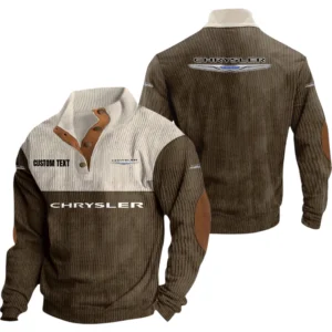 Chrysler Knitted Ribbed Corduroy Sweatshirt Mid Stretch Stand Collar Pullover Sweater, Custom Text HG140325Y32RCSCT2CHR