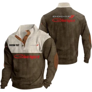 Dodge Charger Exclusive Logo Knitted Ribbed Corduroy Sweatshirt Mid Stretch Stand Collar Pullover Sweater Custom Text HG140325Y32RCSCT1DGE