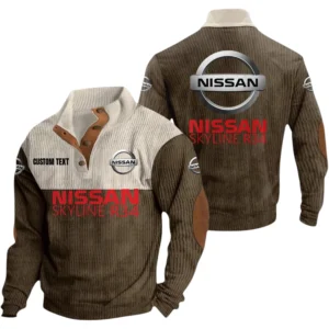 Nissan R34 Knitted Ribbed Corduroy Sweatshirt Mid Stretch Stand Collar Pullover Sweater, Custom Text HG170325Y32RCSCT3NIS