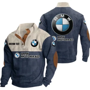 BMW Motorsport Exclusive Logo Knitted Ribbed Corduroy Sweatshirt Mid Stretch Stand Collar Pullover Sweater, Custom Text HG130325Y32RCSCT6BMW