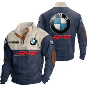 BMW S1000rr Exclusive Logo Knitted Ribbed Corduroy Sweatshirt Mid Stretch Stand Collar Pullover Sweater, Custom Text HG130325Y32RCSCT8BMW