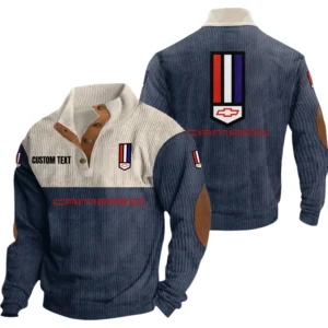 Camaro Exclusive Logo Knitted Ribbed Corduroy Sweatshirt Mid Stretch Stand Collar Pullover Sweater, Custom Text HG140325Y32RCSCT1CAM