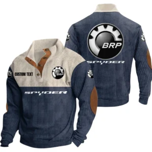 Can Am Spyder Knitted Ribbed Corduroy Sweatshirt Mid Stretch Stand Collar Pullover Sweater, Custom Text HG140325Y32RCSCT2CAS