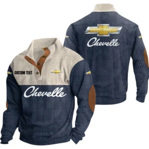 Chevrolet Chevelle Exclusive Logo Knitted Ribbed Corduroy Sweatshirt Mid Stretch Stand Collar Pullover Sweater, Custom Text HG140325Y32RCSCT2CHC