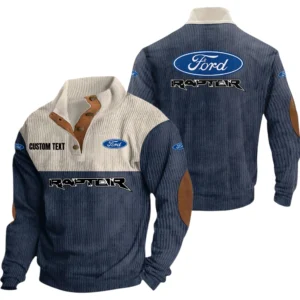 Ford Raptor Exclusive Logo Knitted Ribbed Corduroy Sweatshirt Mid Stretch Stand Collar Pullover Sweater, Custom Text HG140325Y32RCSCT3FOR