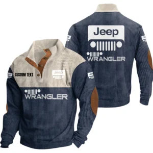 Jeep Wrangler Exclusive Logo Knitted Ribbed Corduroy Sweatshirt Mid Stretch Stand Collar Pullover Sweater, Custom Text HG150325Y32RCSCT1JEW