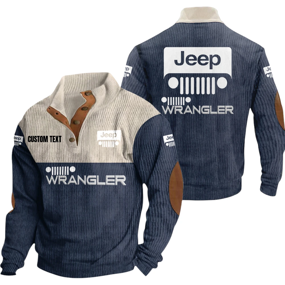 Jeep Wrangler Exclusive Logo Knitted Ribbed Corduroy Sweatshirt Mid Stretch Stand Collar Pullover Sweater, Custom Text HG150325Y32RCSCT1JEW Jeep Wrangler Exclusive Logo Knitted Ribbed Corduroy Sweatshirt Mid Stretch Stand Collar Pullover Sweater, Custom Text HG150325Y32RCSCT1JEW