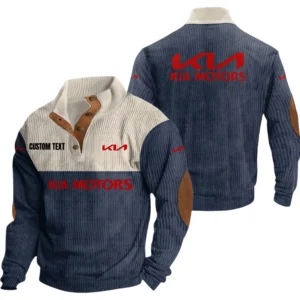 Kia Exclusive Logo Knitted Ribbed Corduroy Sweatshirt Mid Stretch Stand Collar Pullover Sweater, Custom Text HG150325Y32RCSCT1KIA