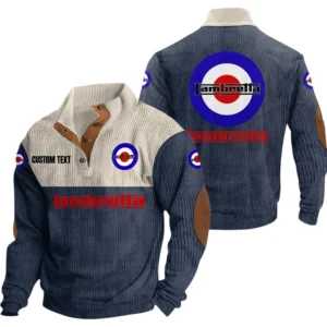 Lambretta Exclusive Logo Knitted Ribbed Corduroy Sweatshirt Mid Stretch Stand Collar Pullover Sweater, Custom Text HG150325Y32RCSCT1LAT