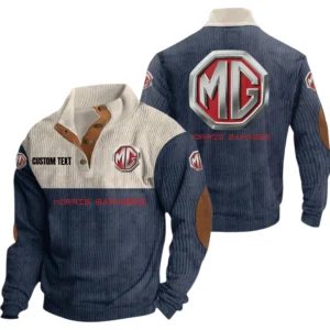 MG Cars Exclusive Logo Knitted Ribbed Corduroy Sweatshirt Mid Stretch Stand Collar Pullover Sweater, Custom Text HG150325Y32RCSCT1MGC