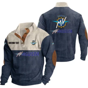 MV Agusta Exclusive Logo Knitted Ribbed Corduroy Sweatshirt Mid Stretch Stand Collar Pullover Sweater, Custom Text HG150325Y32RCSCT1MVA