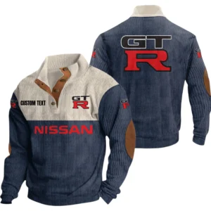 Nissan GTR Exclusive Logo Knitted Ribbed Corduroy Sweatshirt Mid Stretch Stand Collar Pullover Sweater, Custom Text HG170325Y32RCSCT1NIS