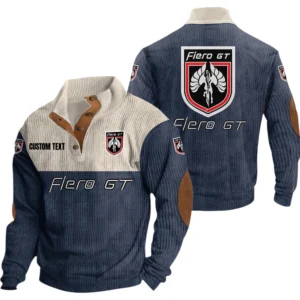 Pontiac Fiero Exclusive Logo Knitted Ribbed Corduroy Sweatshirt Mid Stretch Stand Collar Pullover Sweater, Custom Text HG170325Y32RCSCT1POF