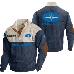 Polaris Exclusive Logo Knitted Ribbed Corduroy Sweatshirt Mid Stretch Stand Collar Pullover Sweater, Custom Text HG170325Y32RCSCT1POL