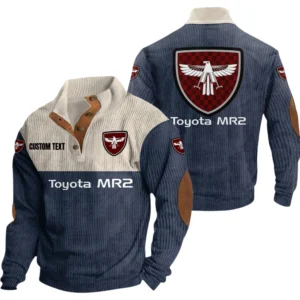 Toyota MR2 Exclusive Logo Knitted Ribbed Corduroy Sweatshirt Mid Stretch Stand Collar Pullover Sweater, Custom Text HG170325Y32RCSCT1TMR