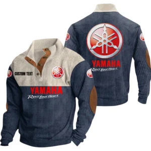 Yamaha Exclusive Logo Knitted Ribbed Corduroy Sweatshirt Mid Stretch Stand Collar Pullover Sweater, Custom Text HG180325Y32RCSCT1YMH