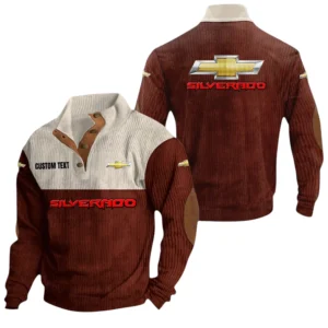 Chevy Silverado Knitted Ribbed Corduroy Sweatshirt Mid Stretch Stand Collar Pullover Sweater, Custom Text HG140325Y32RCSCT1CHS