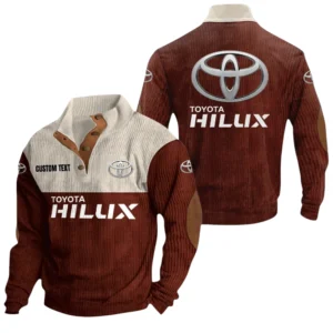 Hilux Knitted Ribbed Corduroy Sweatshirt Mid Stretch Stand Collar Pullover Sweater, Custom Text HG150325Y32RCSCT1HIL