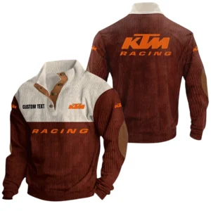KTM Knitted Ribbed Corduroy Sweatshirt Mid Stretch Stand Collar Pullover Sweater, Custom Text HG150325Y32RCSCT1KTM
